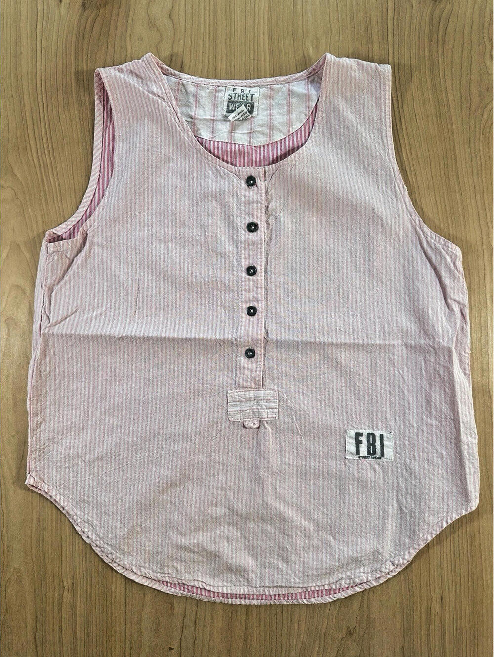 Vintage 80's Womens tank top Pink Striped large new wave lightweight faded